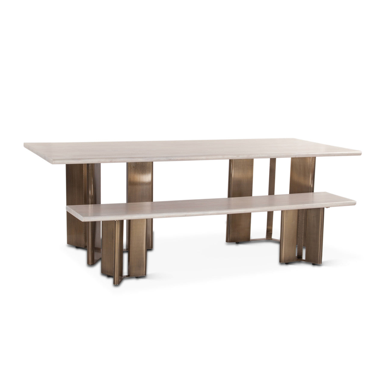 Zurich 92" Acacia Wood Dining Table with Iron Legs Whitewash