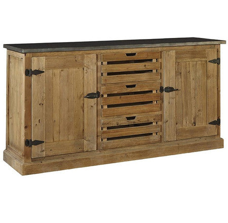 Farmhouse Zinc Top Reclaimed Wood Buffet Sideboard