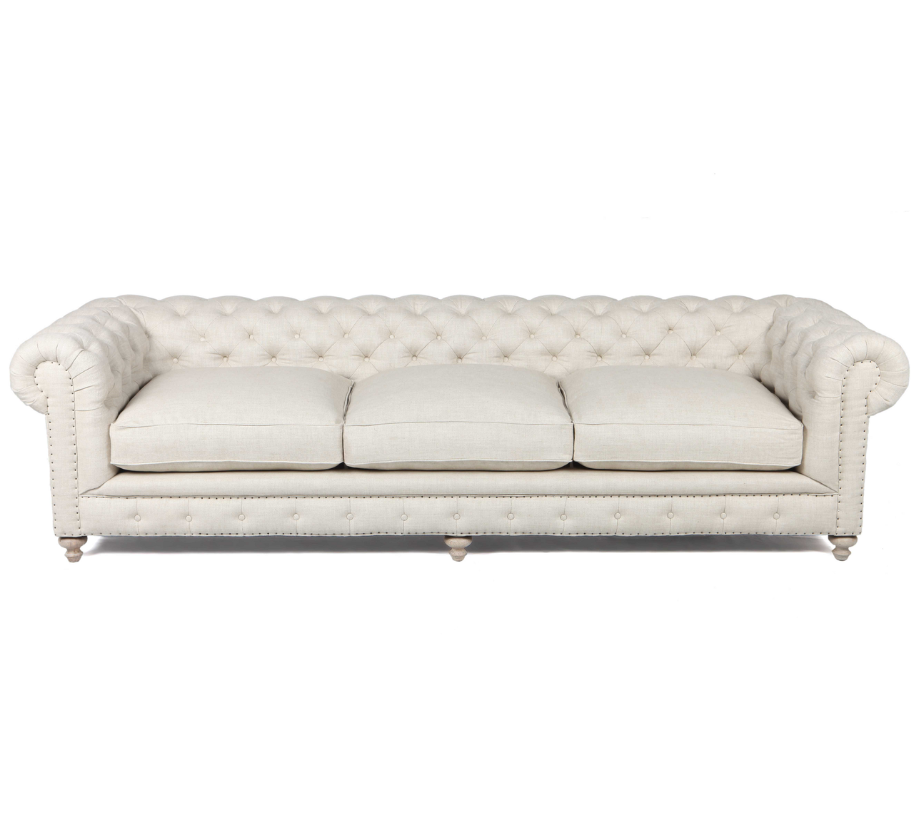 Warner Linen Chesterfield 118" Sofa