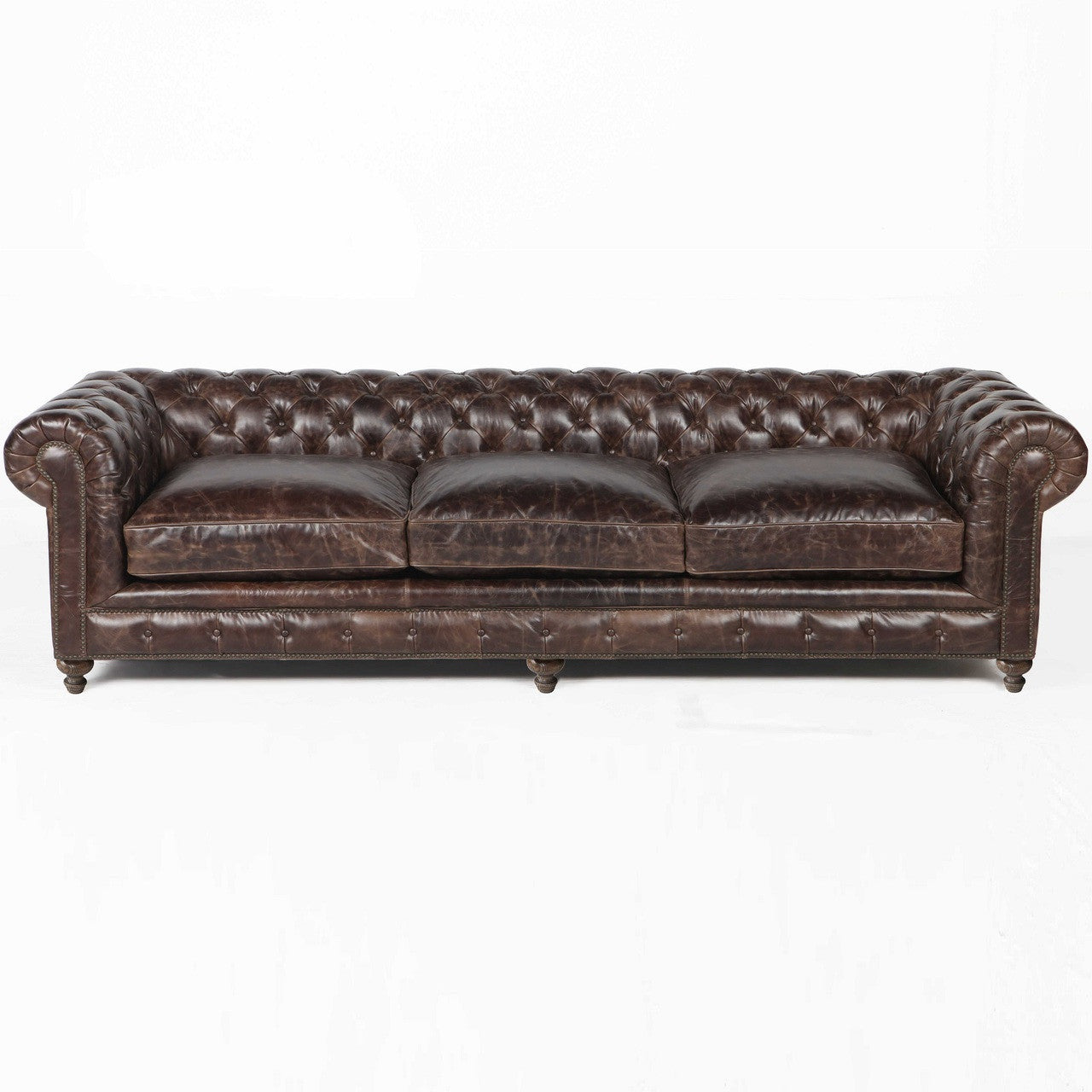Warner Leather 118" Chesterfield Sofa