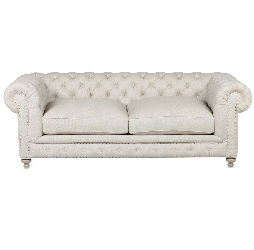 Warner Linen Chesterfield 90" Sofa