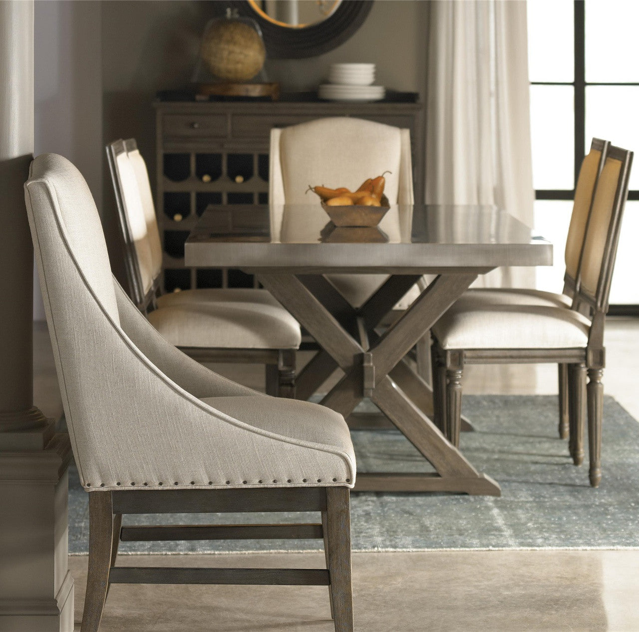 Flatiron Oak Wood + Stainless Steel X-Base Dining Tables