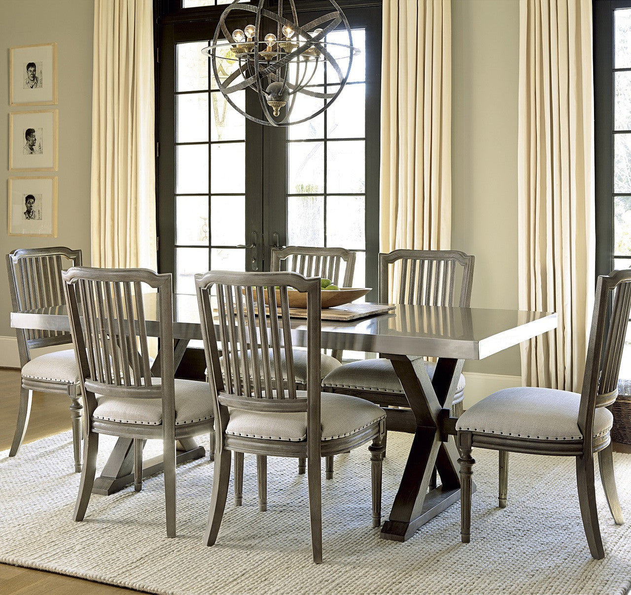 industrial style dining table with X-Base