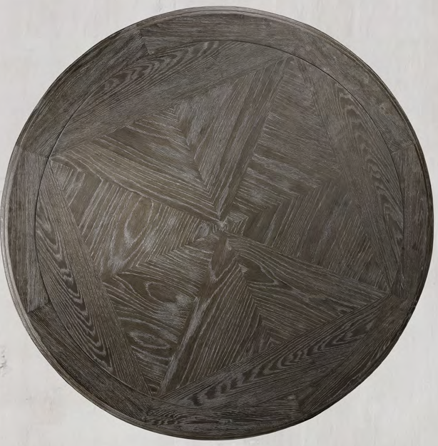 French Grey Oak Wood Round Pedestal Dining Room Table Top