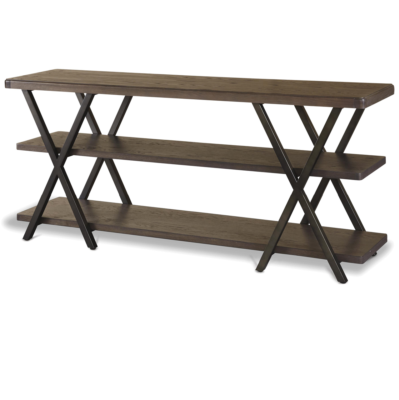 French Industrial Oak Wood + Metal TV Media Stand