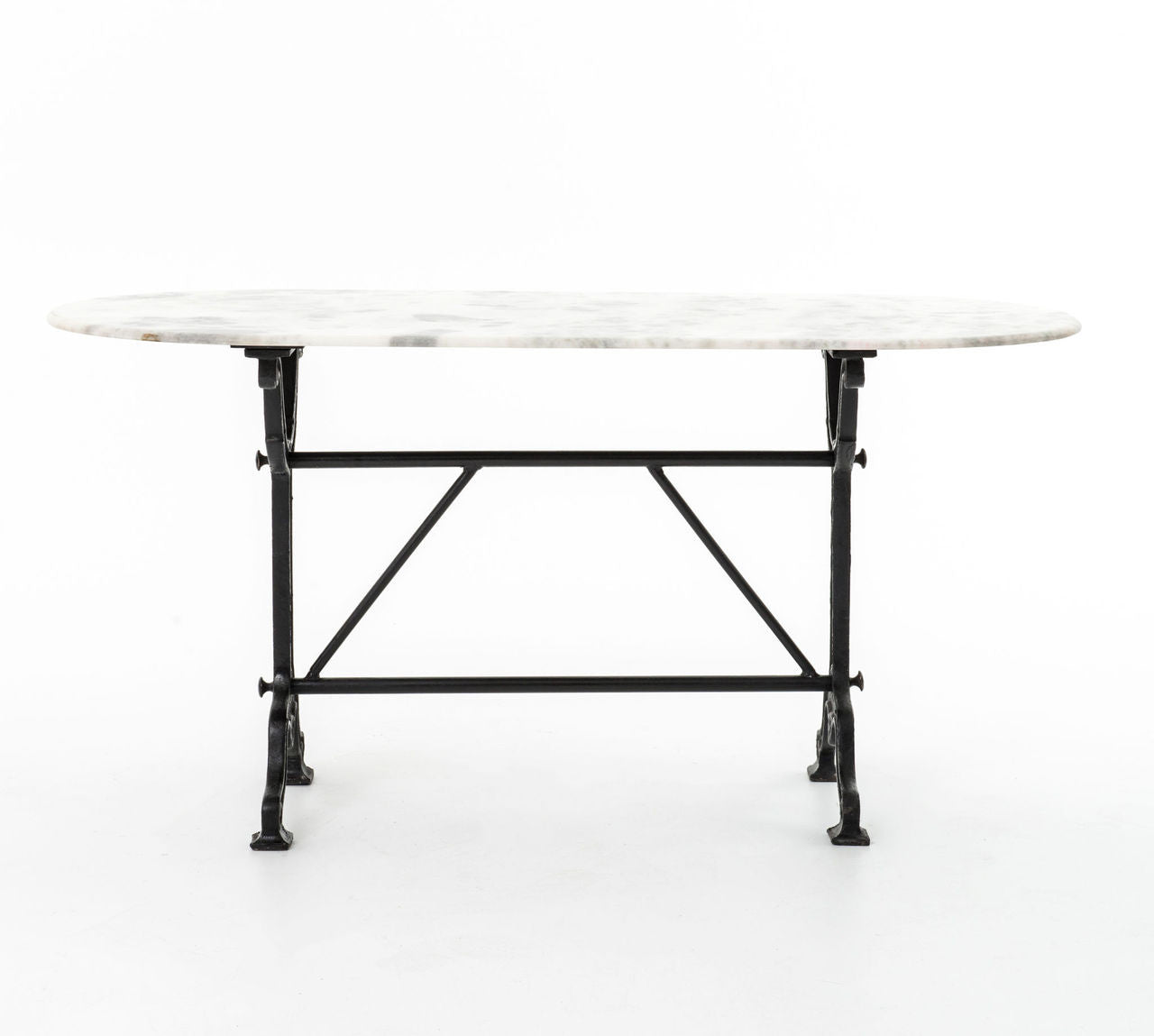 French Industrial White Marble Top Oval Home office Desk
