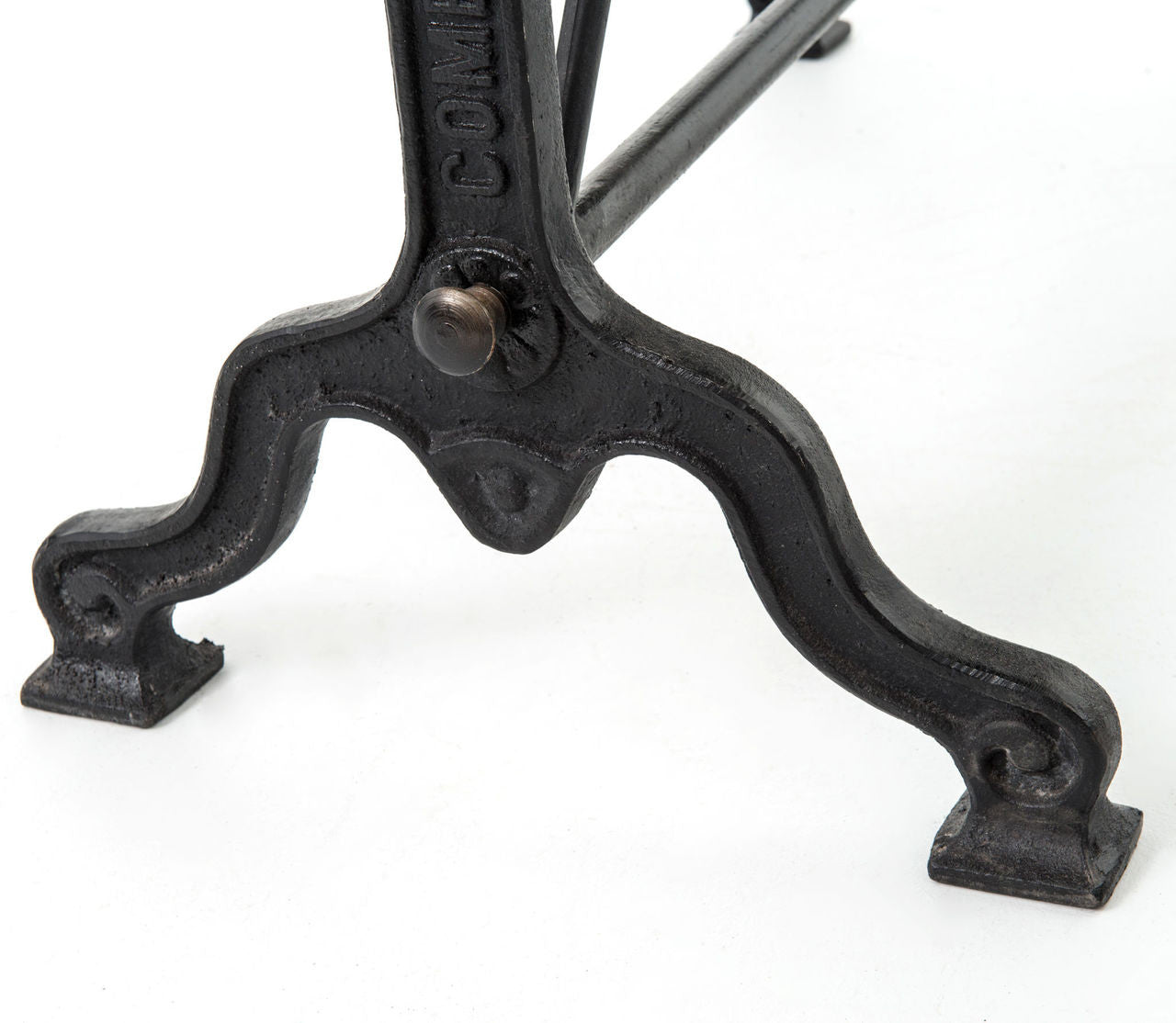 French Industrial White Marble Top Oval Writing Desk