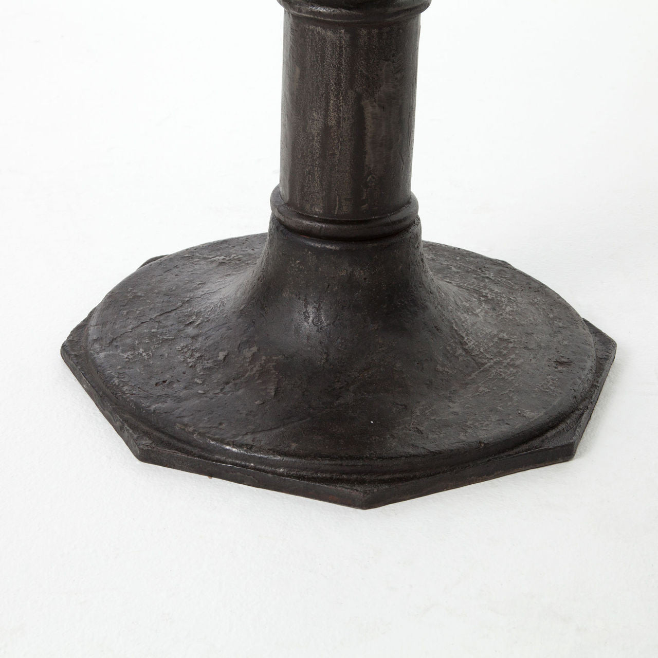 French Industrial White Marble Top Pedestal Round Bistro Table