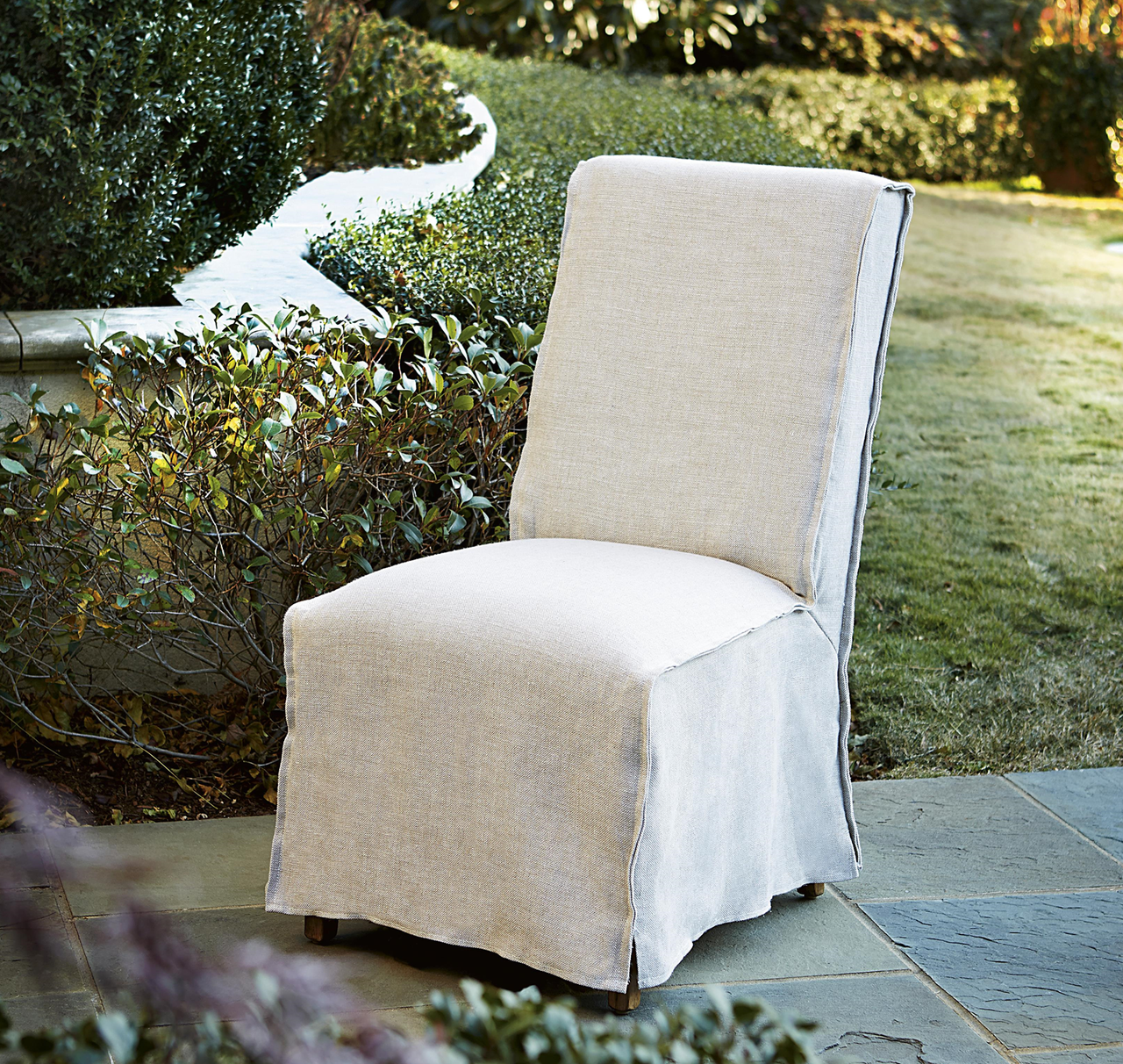 Slipcovered Long Skirt Dining Chair