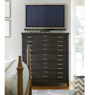 French Modern Dark Wood Bedroom Media Chest of Drawers