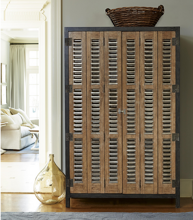 French Modern Industrial Double Door Vintner's Bar Cabinet