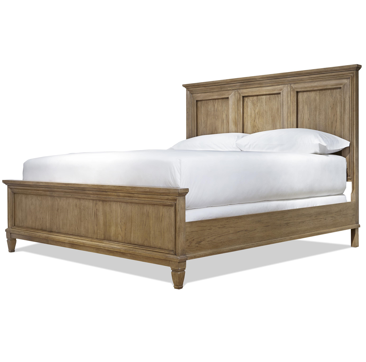 French Modern Hickory Wood Queen Panel Bed Frame