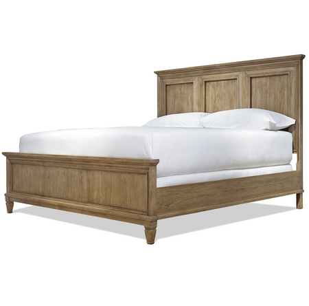 French Modern Hickory Wood Queen Panel Bed Frame