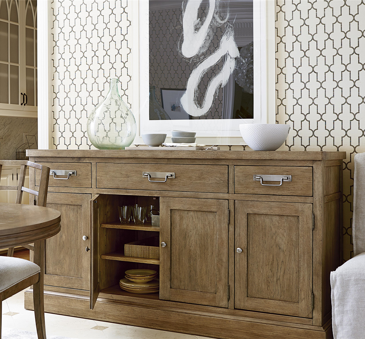 French Modern Light Wood 4 Door buffet sideboard furniture
