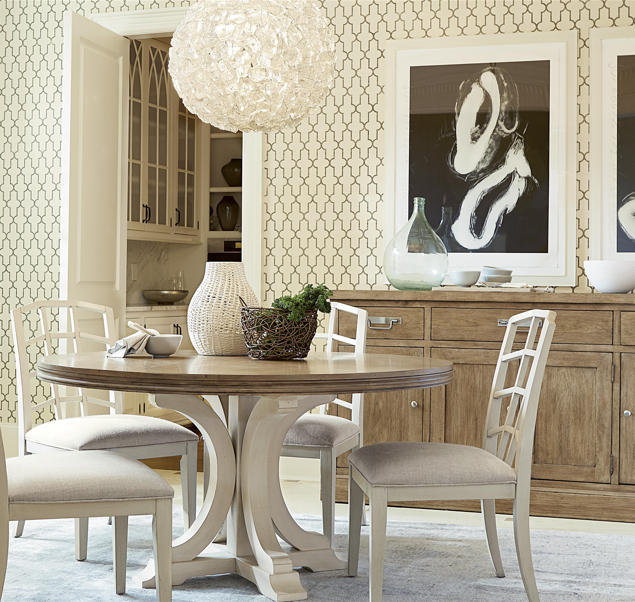 French Modern Light Wood 4 Door Buffet Sideboards