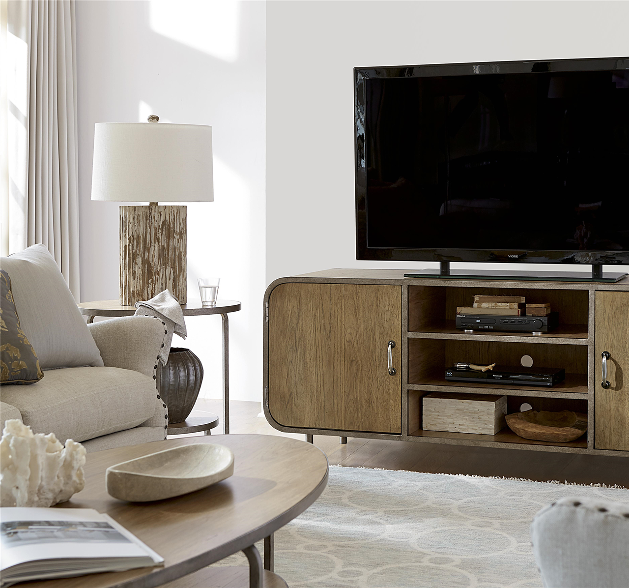 French Modern Industrial Wood + Metal Oval Side Table