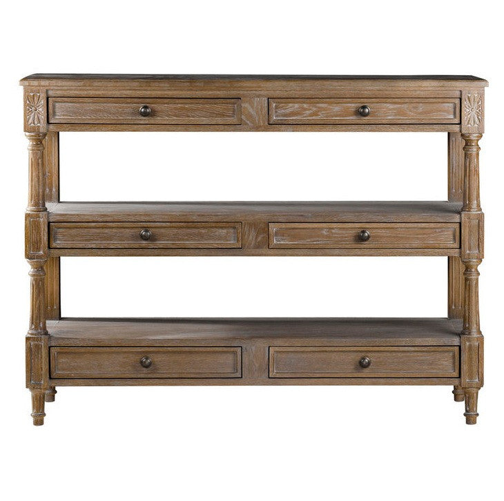 French Vintage Oak Console Table