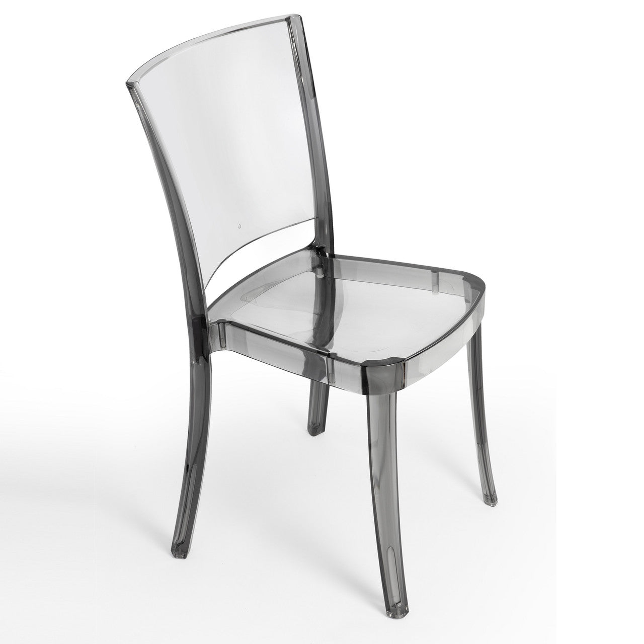 Cristalia Transparent Fume Stacking Dining Side Chair