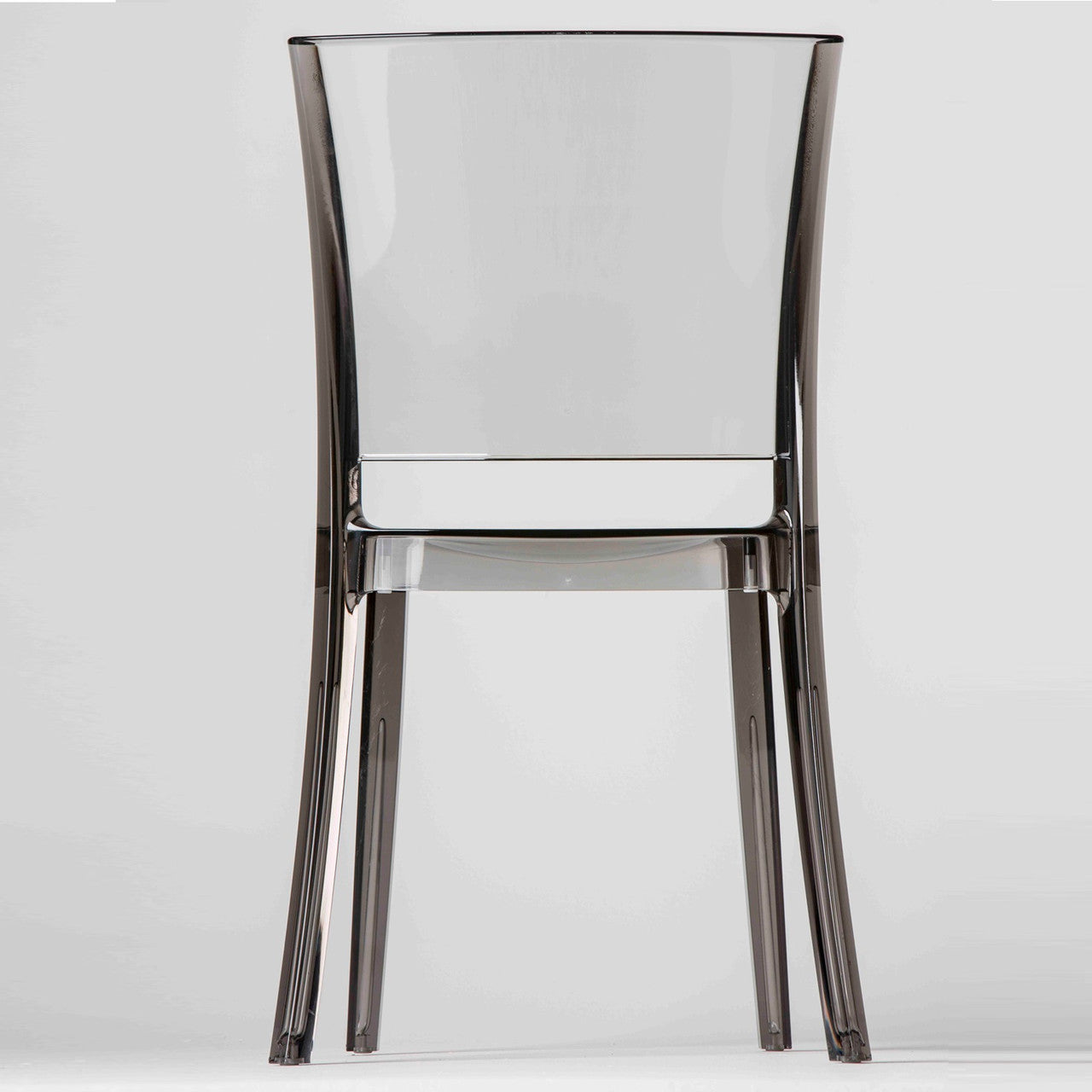 Cristalia Transparent Fume Stacking Dining Side Chair