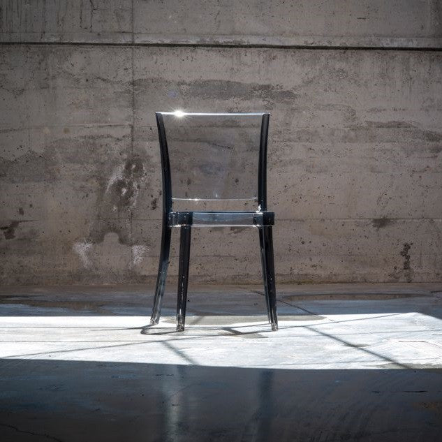 Cristalia Transparent Fume Stacking Dining Side Chair