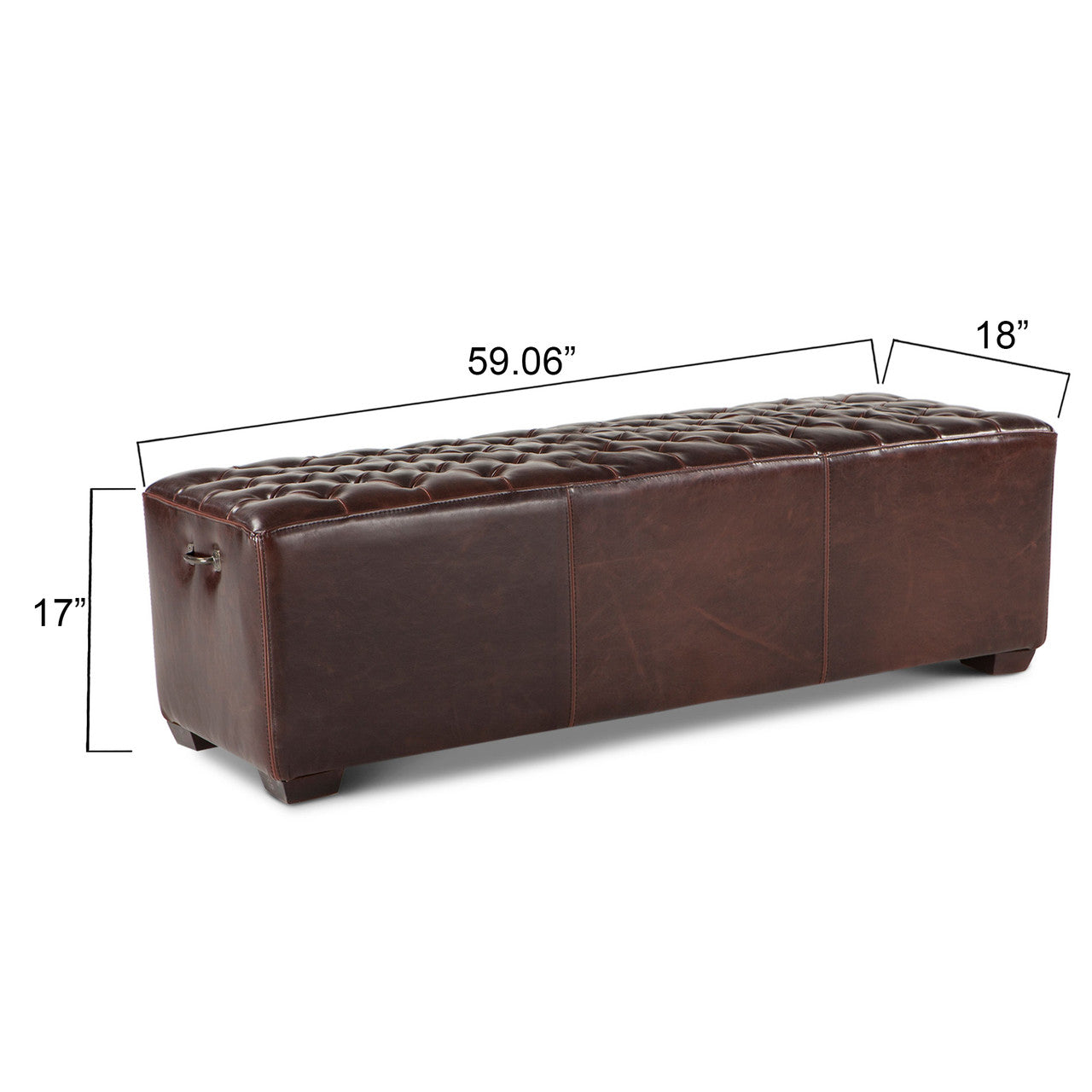 D'Orsay 79" Upholstered Bench in Brown Leather