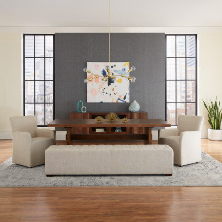 D'Orsay 79" Upholstered Bench in Beige Linen