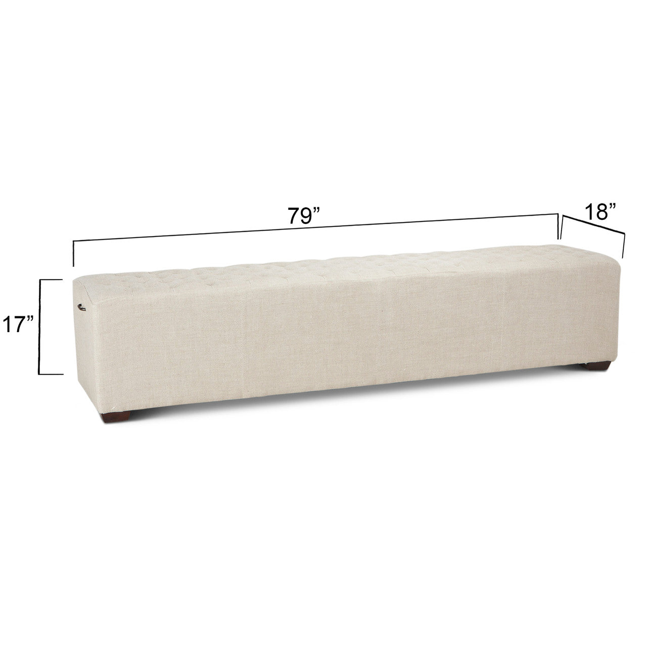 D'Orsay 59" Upholstered Bench in Beige Linen