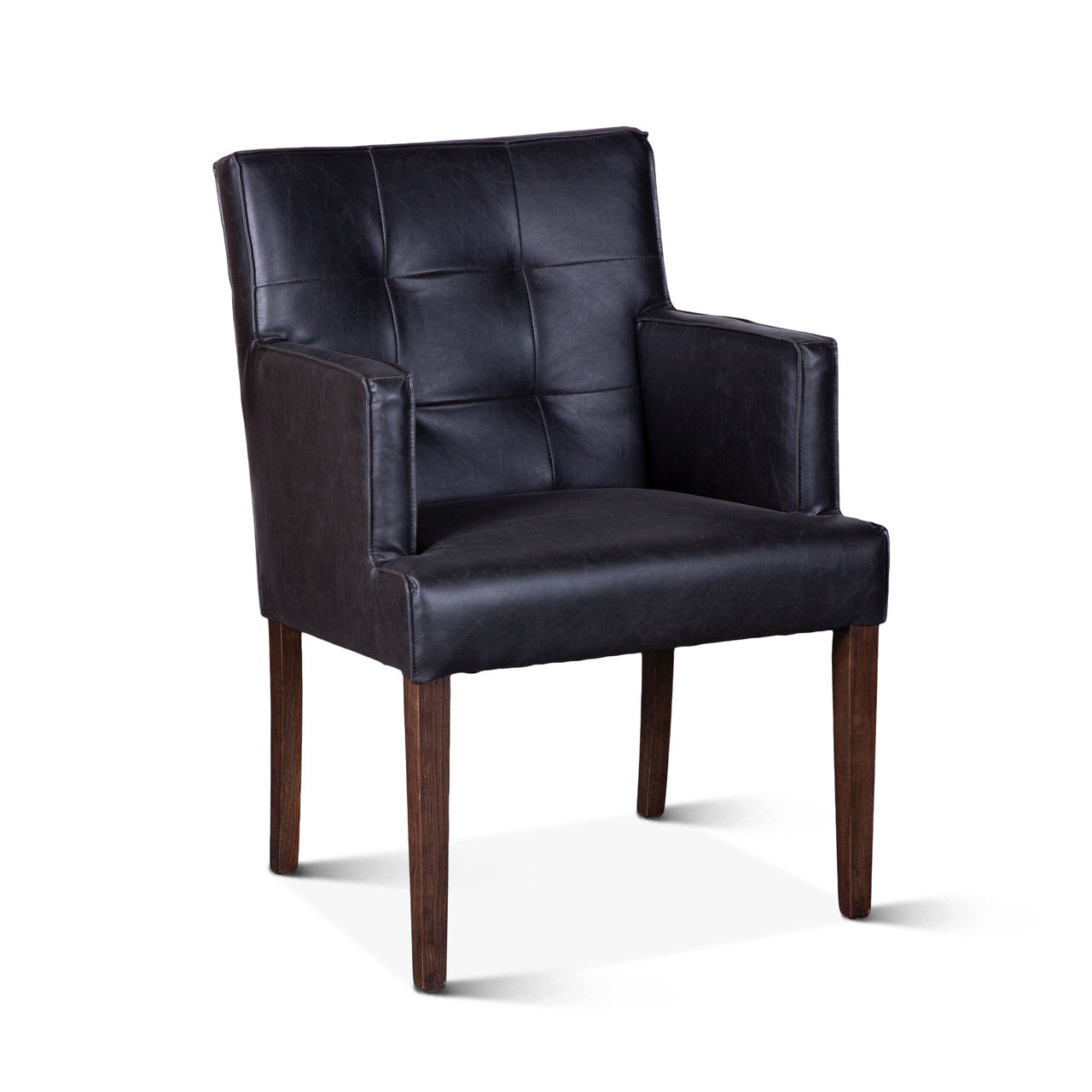 Madison 24" Dining Armchair in Black Leather with Dark Legs