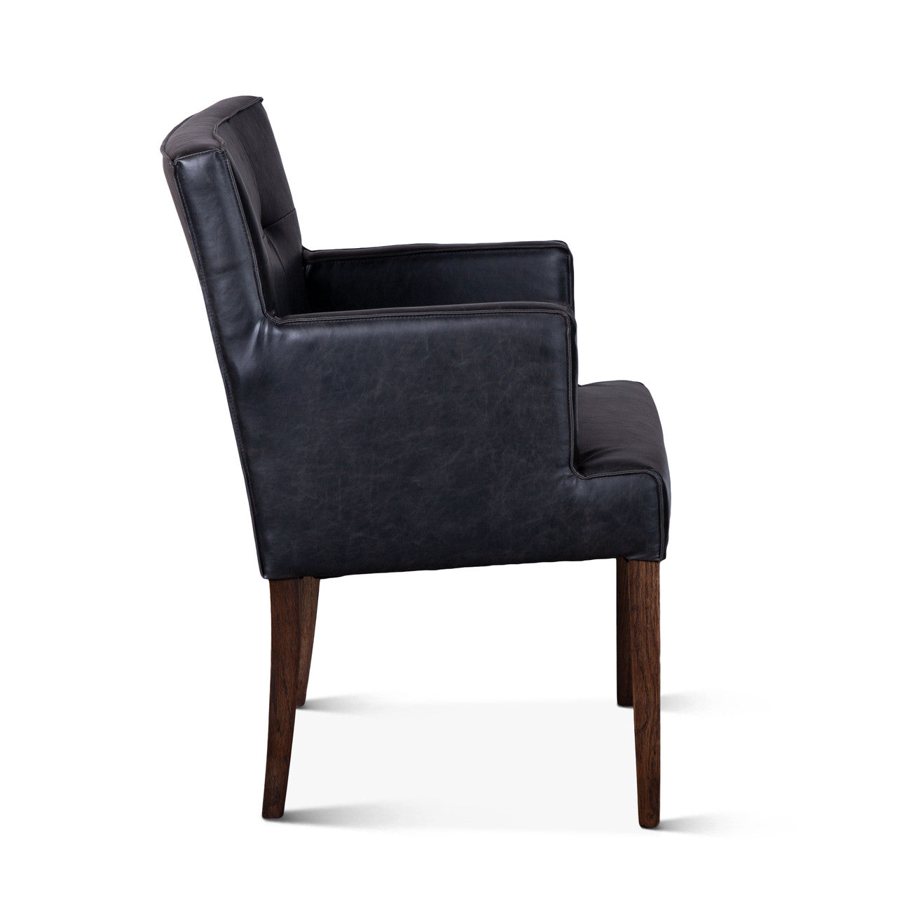Madison 24" Dining Armchair in Black Leather with Dark Legs