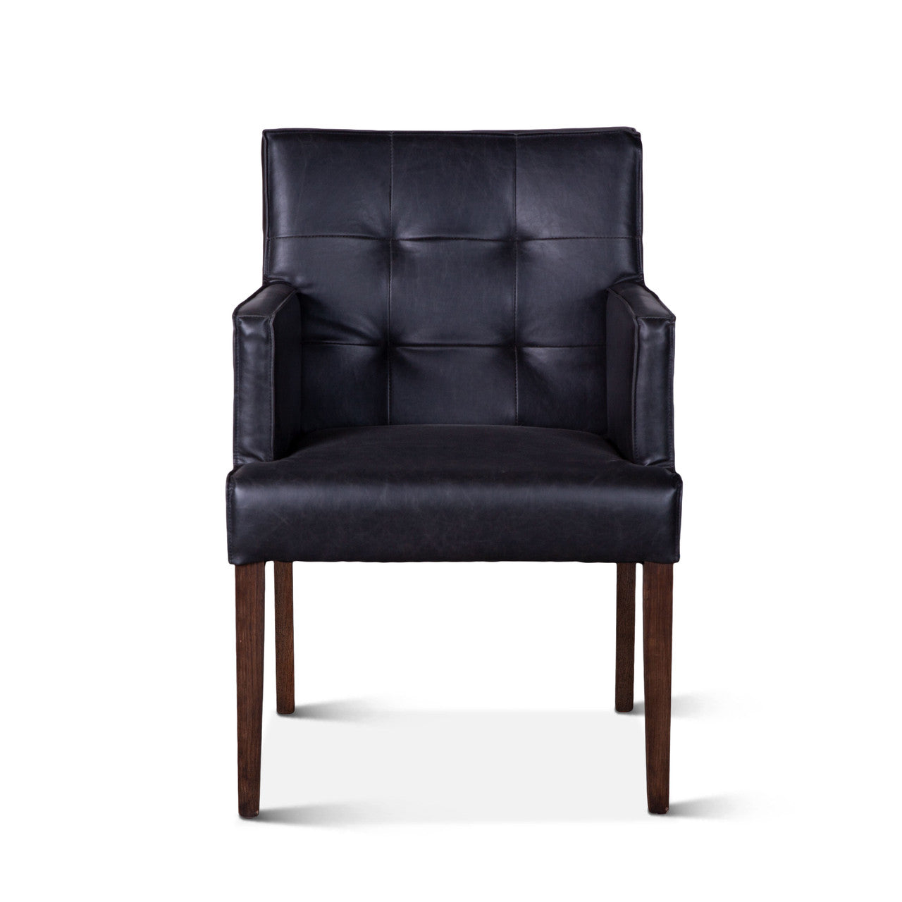 Madison 24" Dining Armchair in Black Leather with Dark Legs