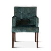 Madison 24" Dining Armchair in Green Velvet with Dark Legs
