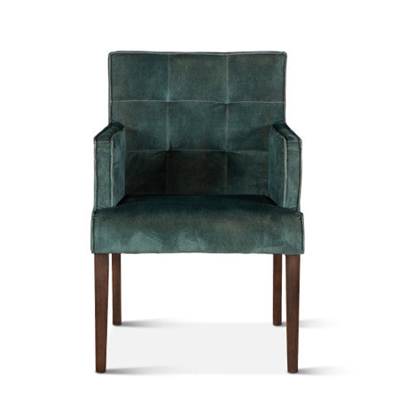 Madison 24" Dining Armchair in Green Velvet with Dark Legs