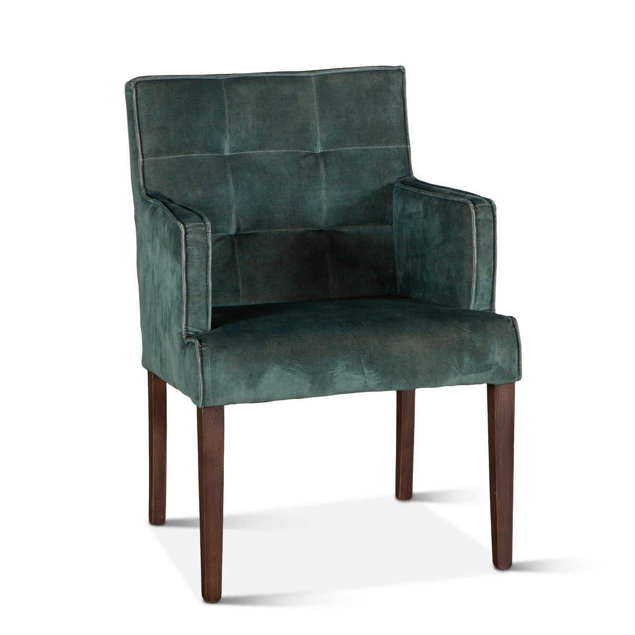 Madison 24" Dining Armchair in Green Velvet with Dark Legs