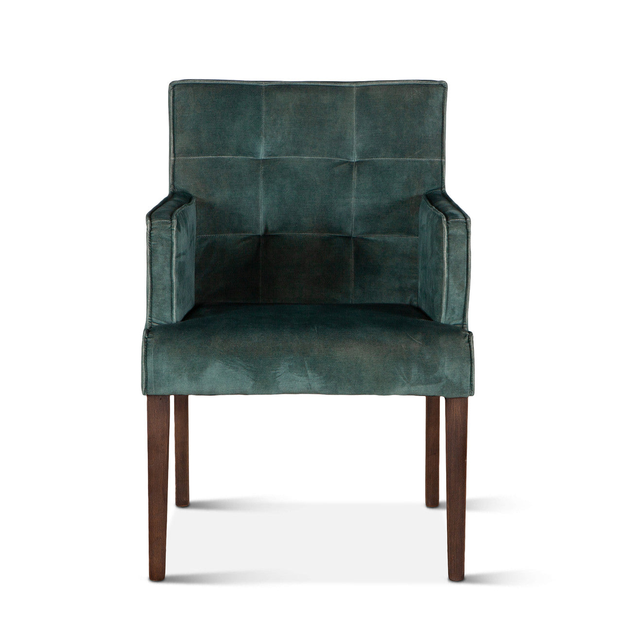 Madison 24" Dining Armchair in Green Velvet with Dark Legs