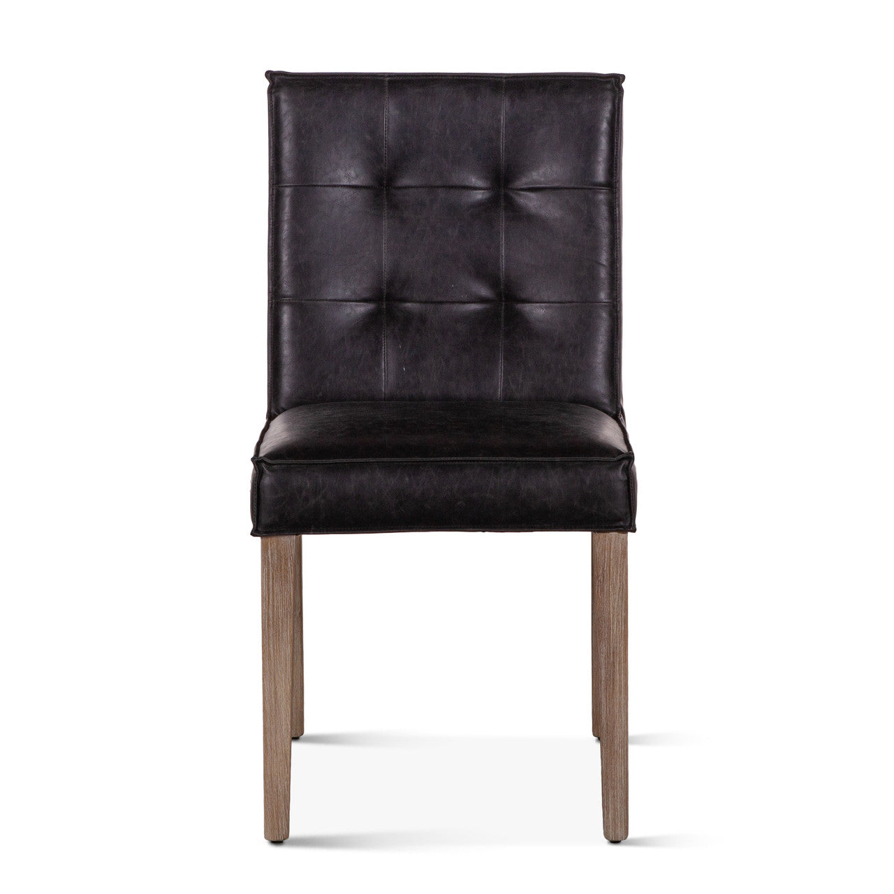 Madison 18" Dining Chair in Black Eco Leather with Light Legs
