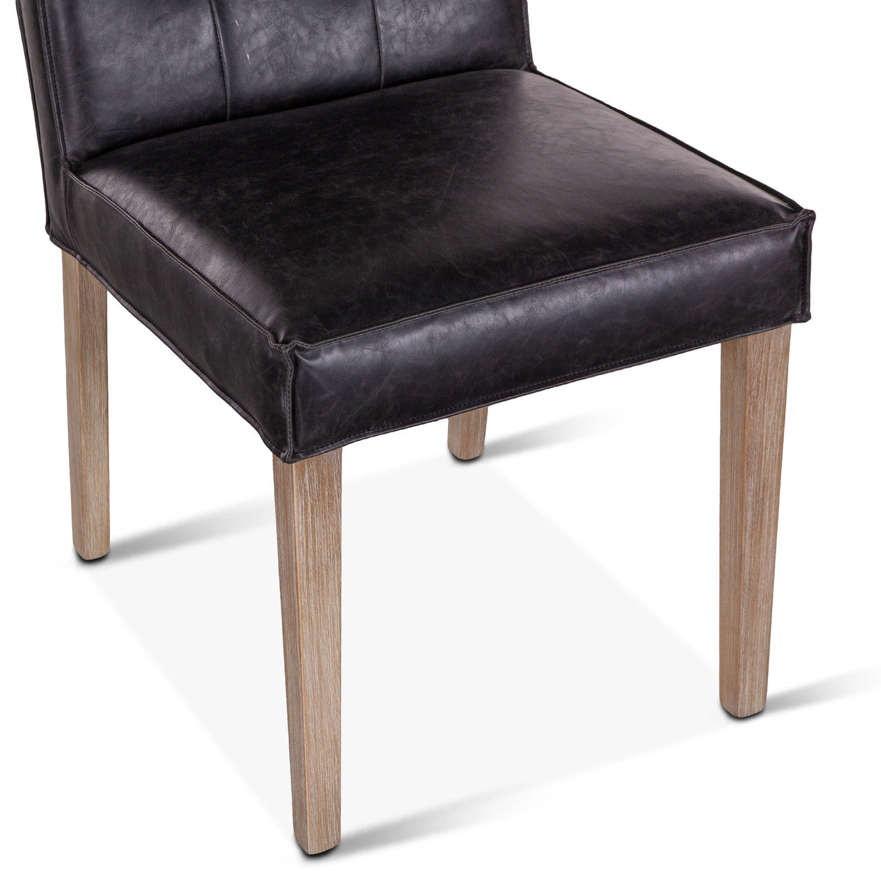 Madison 18" Dining Chair in Black Eco Leather with Light Legs