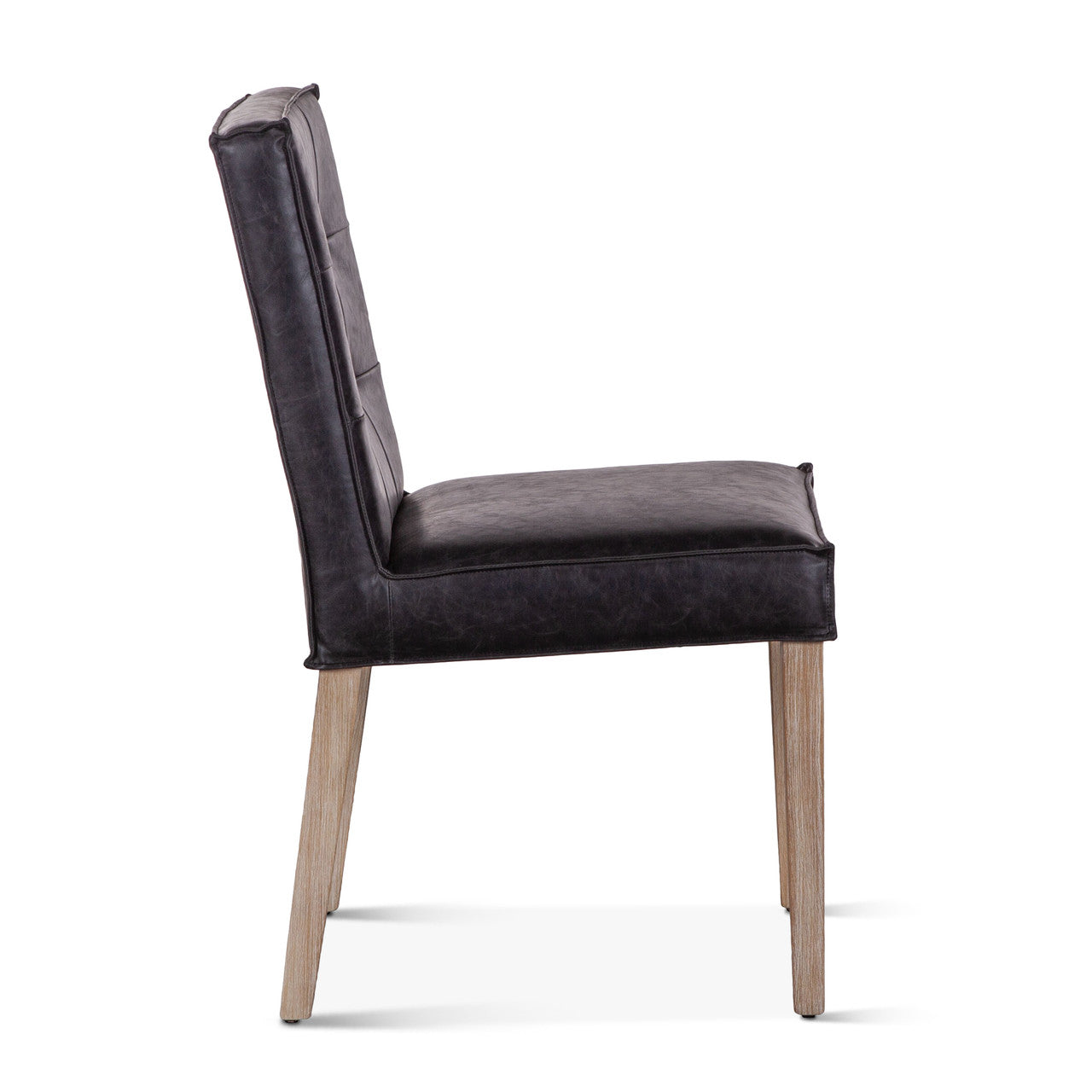 Madison 18" Dining Chair in Black Eco Leather with Light Legs