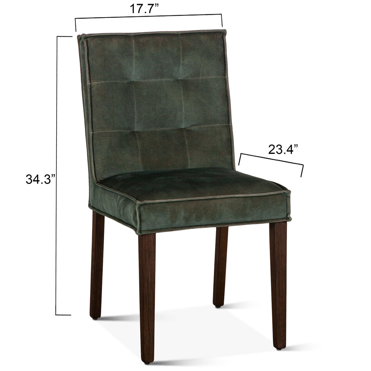 Madison 18" Dining Chair in Green Velvet with Dark Legs