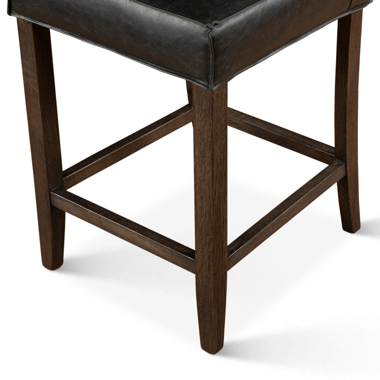 Madison Counter Chair in Black Leather with Dark Legs