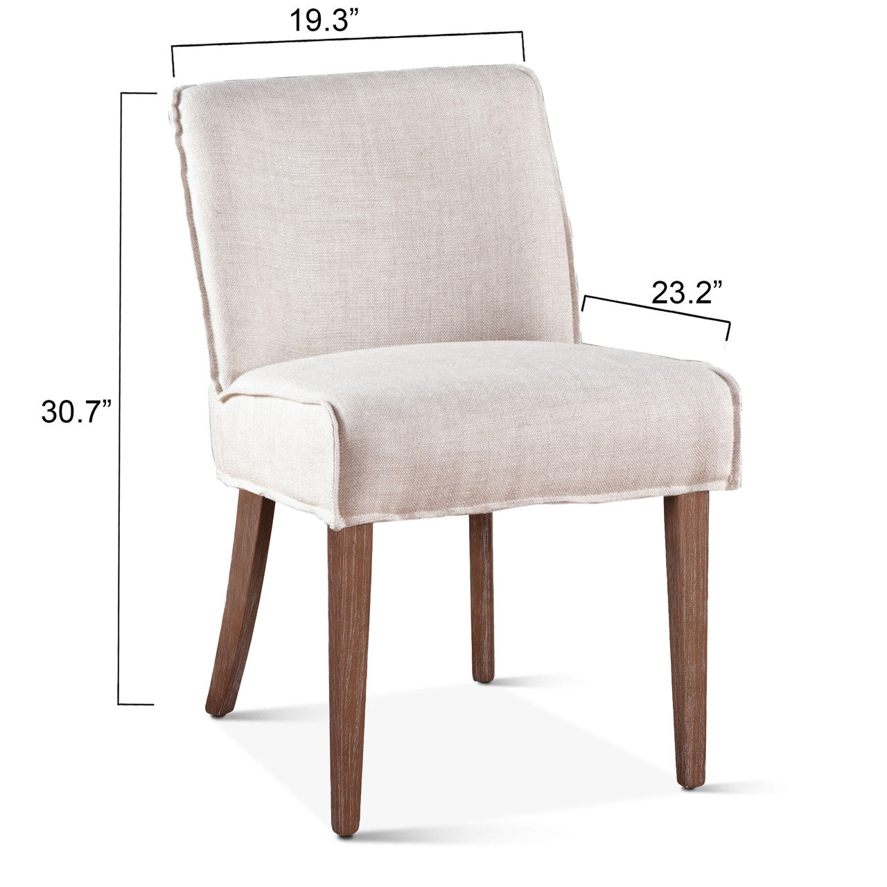 Buddy 20" Dining Chair in Beige Linen with Natural Legs