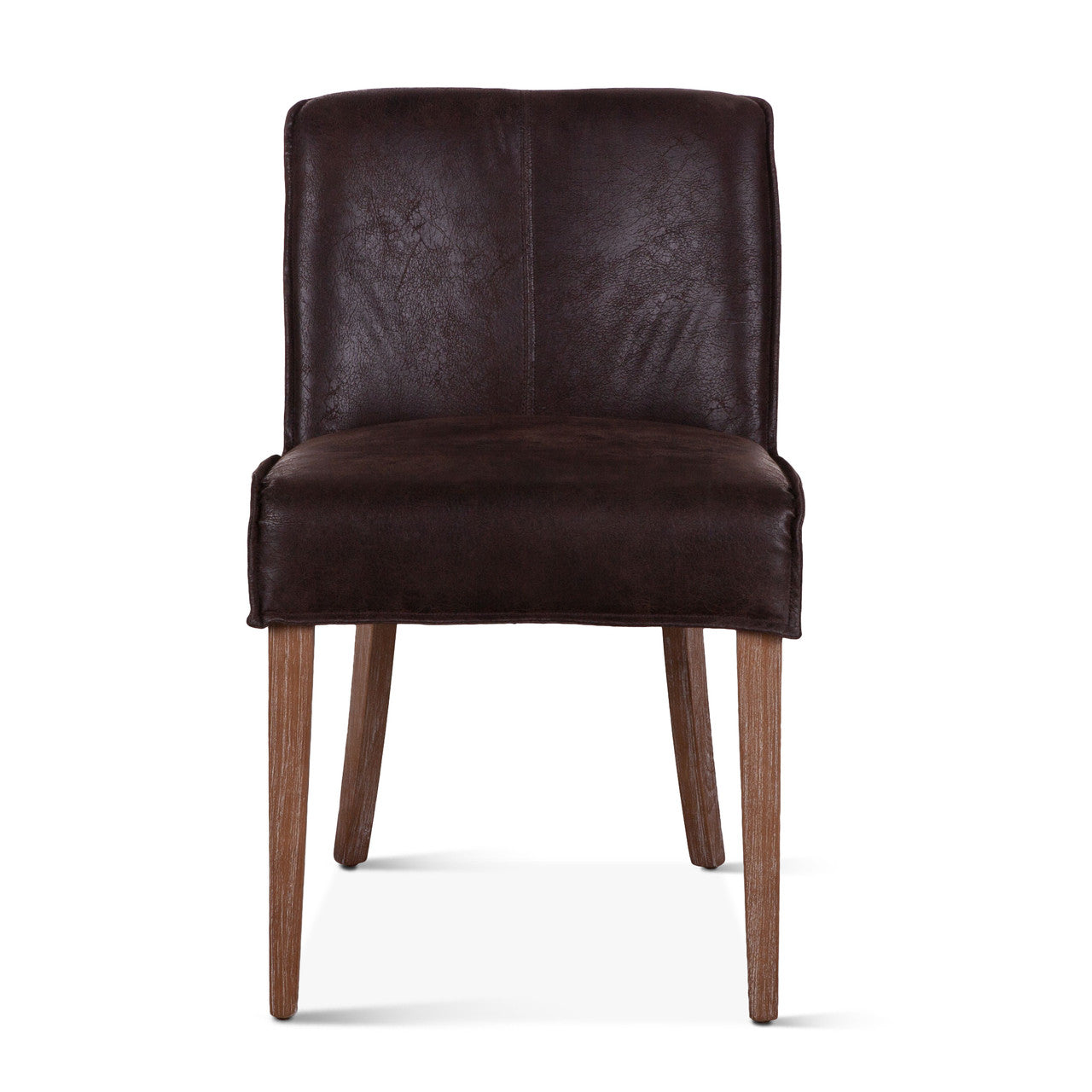 Buddy 20" Dining Chair in Dark Brown Leather with Natural Legs