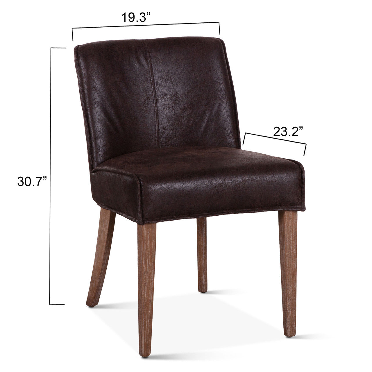 Buddy 20" Dining Chair in Dark Brown Leather with Natural Legs