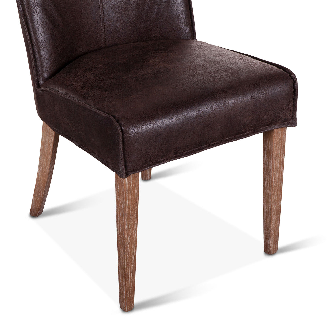 Buddy 20" Dining Chair in Dark Brown Leather with Natural Legs
