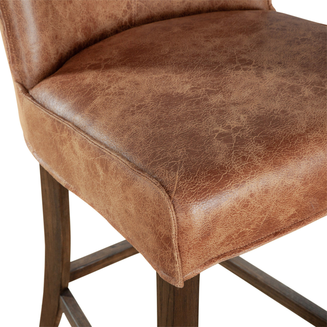 Buddy 20" Counter Chair in Tan Leather with Matte Brown Legs