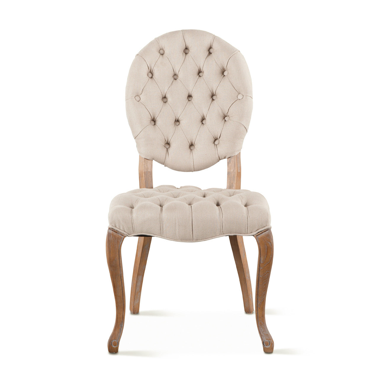 Penelope 21" Dining Chair in Beige Linen with Napoleon Legs
