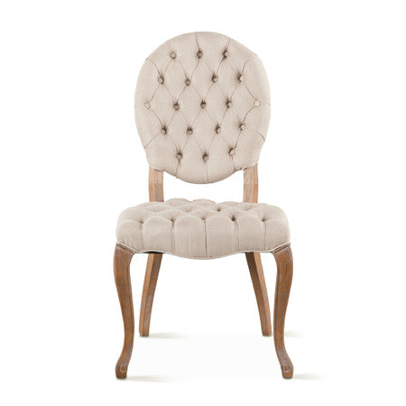 Penelope 21" Dining Chair in Beige Linen with Napoleon Legs