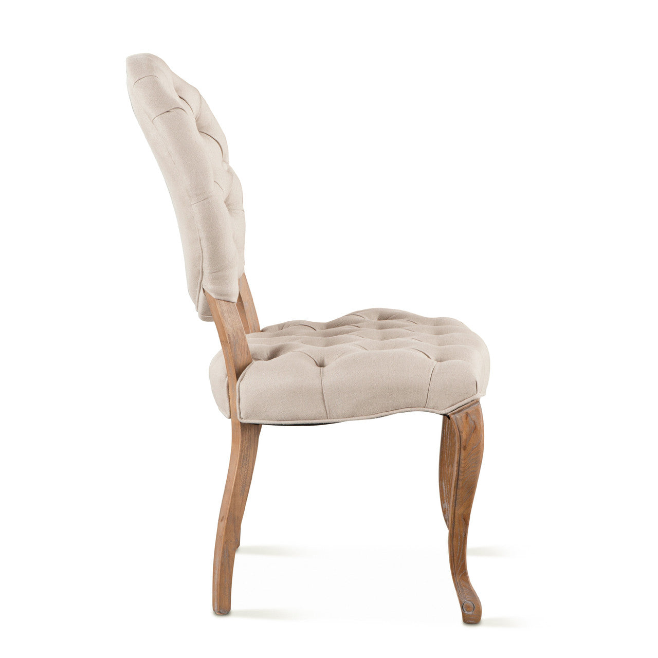 Penelope 21" Dining Chair in Beige Linen with Napoleon Legs