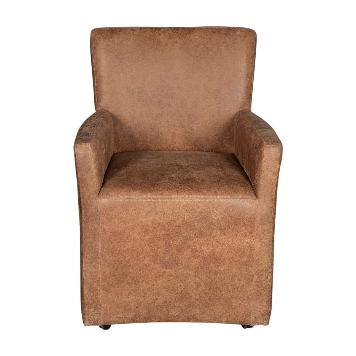 Peabody 25" Wheeled Armchair in Tan Leather - manufacturer view 2