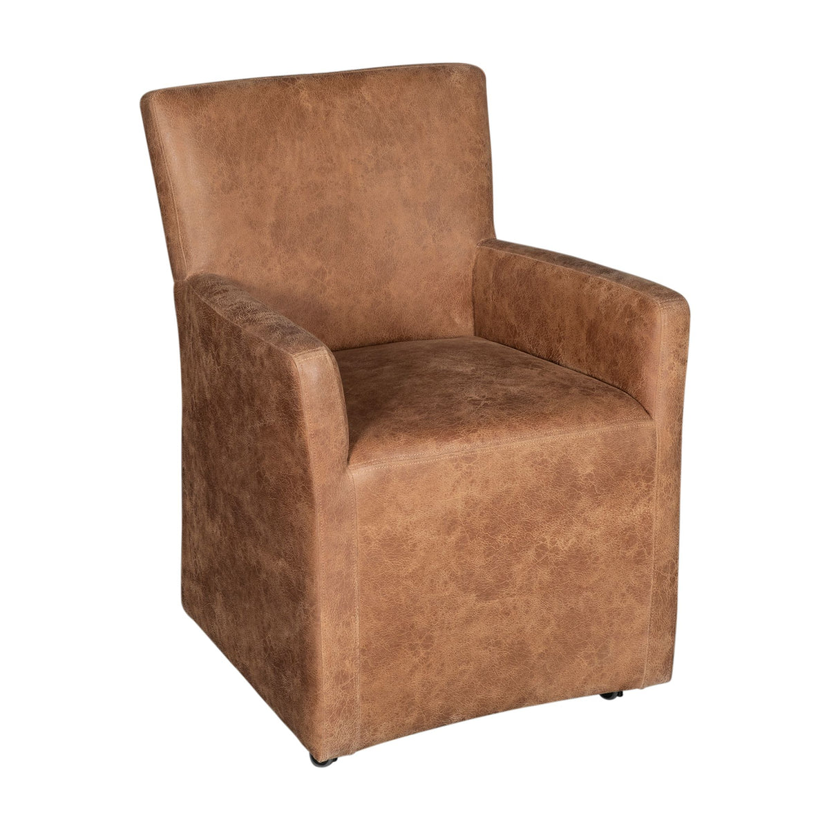 Peabody 25" Wheeled Armchair in Tan Leather - manufacturer view 1