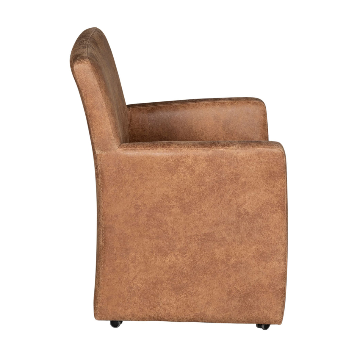 Peabody 25" Wheeled Armchair in Tan Leather - manufacturer view 4
